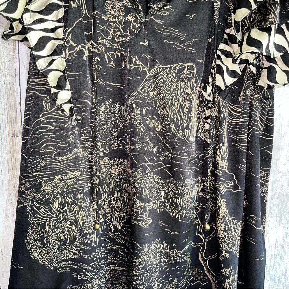 Entro Gold & Black Patterned Blouse - Picture 4 of 5